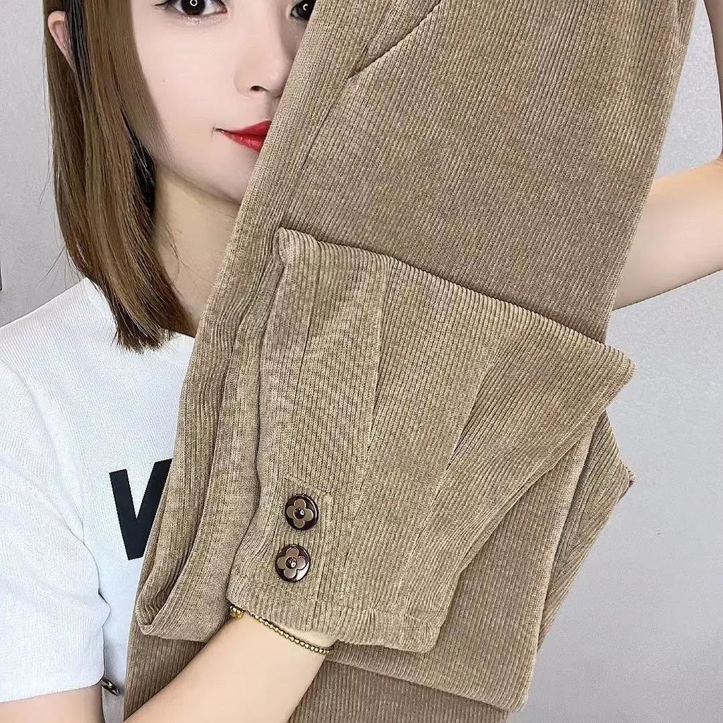 Casual Thickened Women's Trousers Made of Corduroy Velvet Warm High Waisted Sweatpants Winter Vintage Sweatpants for Autumn Spring