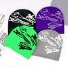 Autumn and Winter Warm Ear Protection Women's Personalized Printing New Wool Hat Knitted Cold Frog Street Cover Black