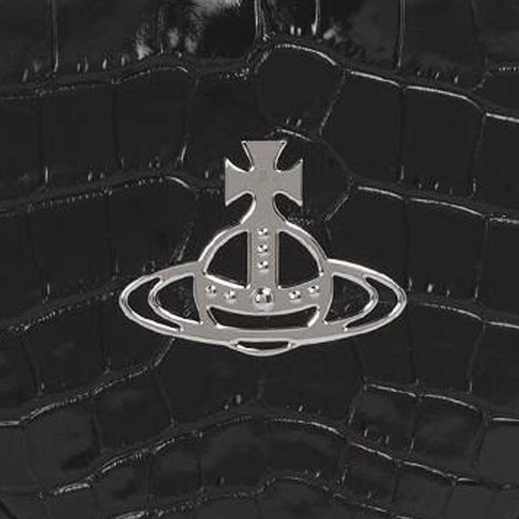 VIVIENNE WESTWOOD Ella Saturn Logo Detachable Chain Strap Crocodile Pattern Mini Backpack Women Backpack Black 43030072UL0039N401