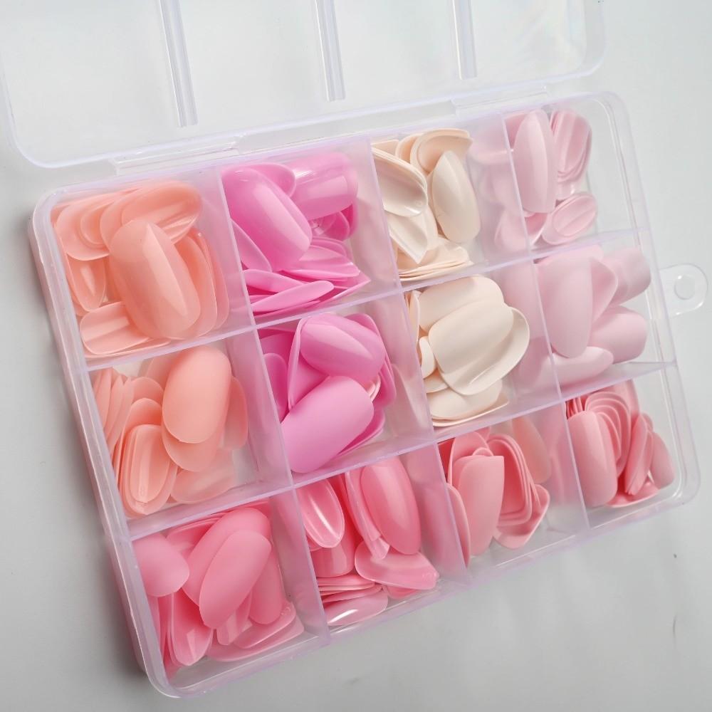 288pcs Solid Color False Nails Matte Finish Full Cover Nails New Acrylic Fake Nails  Daily Wear