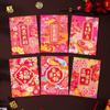 6 Pcs Thickened Lucky Red Pocket Cute New Year Red Packet 2025 Red Envelope Bag  Weeding