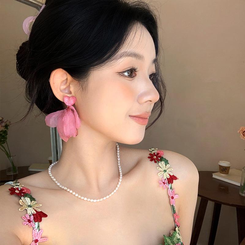 2024 Summer Floral High-End Stud Earrings - Elegant Light Luxury Design for Women