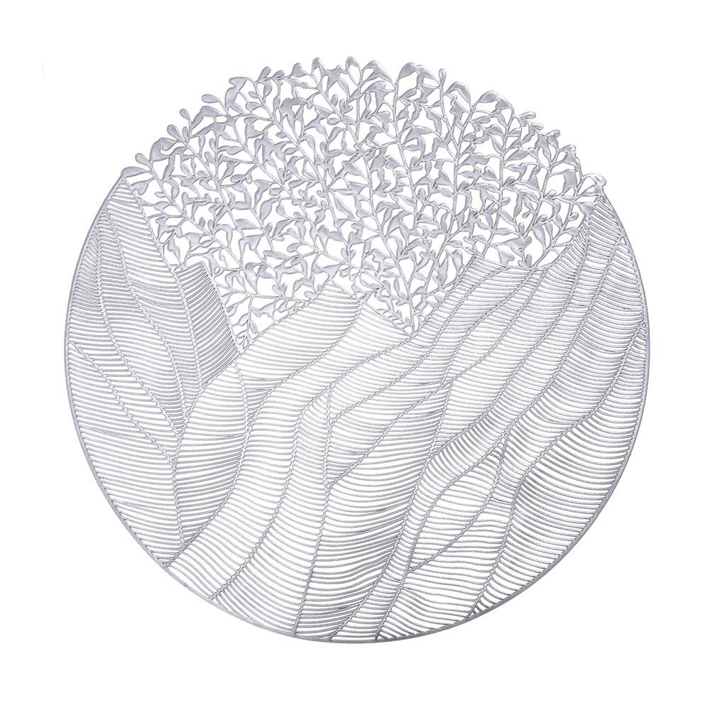 Creative Round Table Mat PVC Bronzing Decorative Leaf Pattern Thermal Insulation Mat Multi-color Table Mat