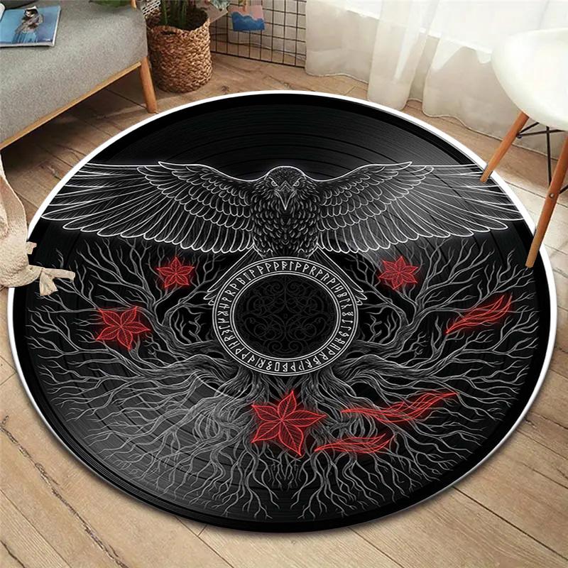 Vortex Crossing Gate Round Area Rug,Carpet Rug for Living Room Bedroom Sofa Playroom Decor,Non-slip Floor Mat