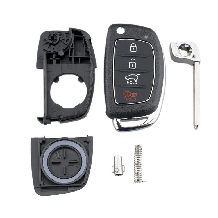 4-button Folding Car Key Shell with Metal Edge Solaris Ix35 Ix4 Santa For Hyundai Sonata 2014-2017 / Tucson 2016-2019 / Santa Fe 2013-2016