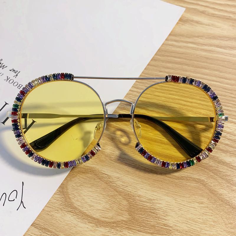 Zircon Oversized Diamond Sunglasses Luxury Round Rhinestones Sun Glasses Women Clear Eyeglasses Shades For Women  Feminino