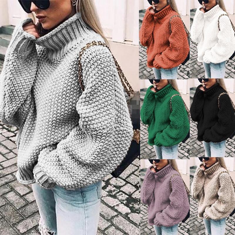 Stylish Winter Women's High Neck Pullover Long Sleeve Sweater For Ultimate Warmth
