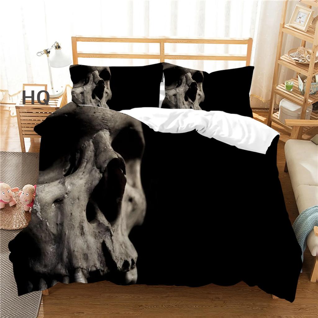 3D Skull Bed Linen Set Duvet Covers With Pillowcases Microfiber Comforter Luxury Print Halloween Double Bed Joom