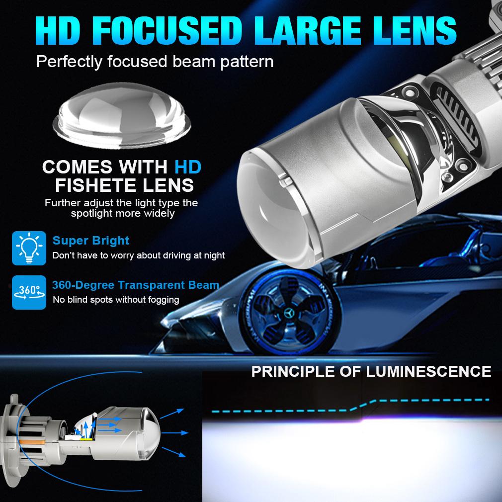 2 Pezzi Lampadine LED H7 per Proiettore Fari LHD 1:1 Mini Dimensioni Wireless Super Luminose 30000Lm LED H7 Turbo Fari Abbaglianti/Anabbaglianti Plug&Play 12V 6500K