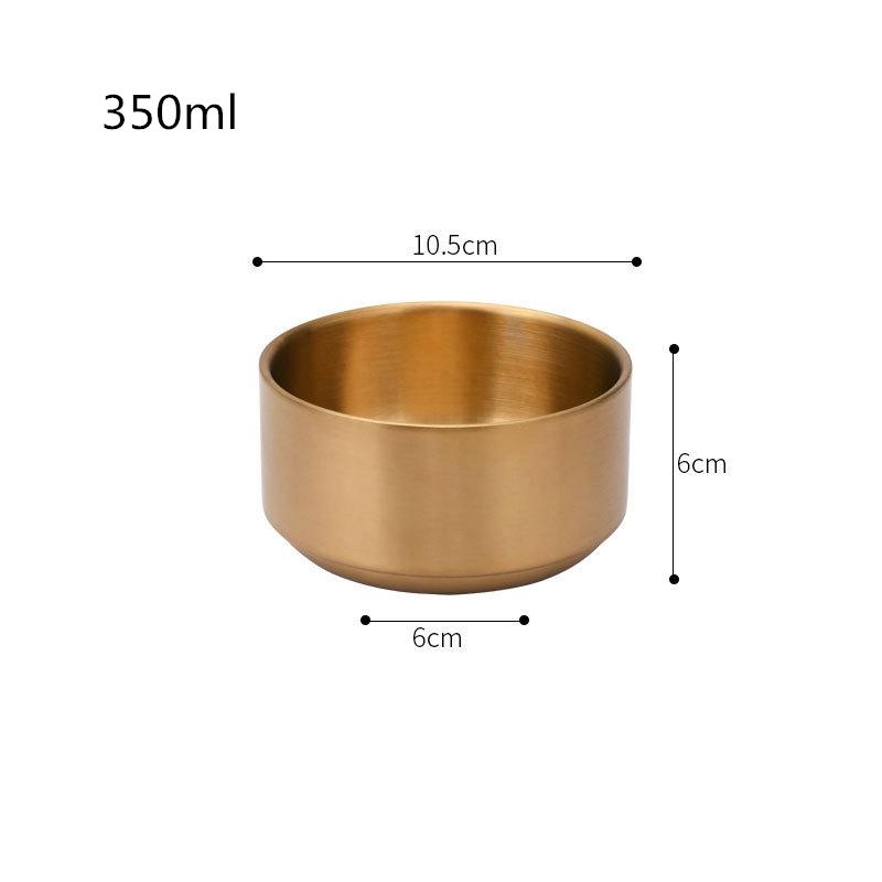 Korean 304 Stainless Steel Rice Bowl Double Layer Anti-Scalding Soup Noodles Bowls Salad Fruit Bowl Kitchen Tableware
