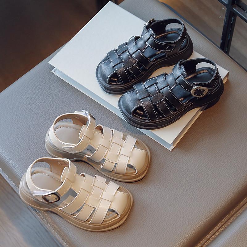 Bambini Intreccio Punta Chiusa Scarpe Tinta Unita Classiche Sandali Romani per Bambini Ragazzi Ragazze Scarpe Casual Vuote Stile Britannico