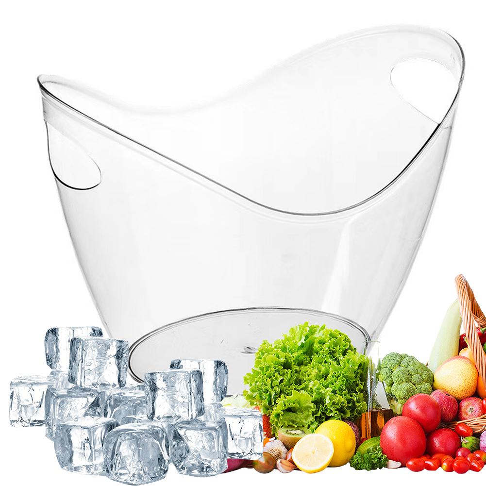 4L Transparenter Eisbehälter Getränkekühler Griff Kühlung Großer Eisbehälter für Wein Champagner Barzubehör für Familie Wein Bier Kühler