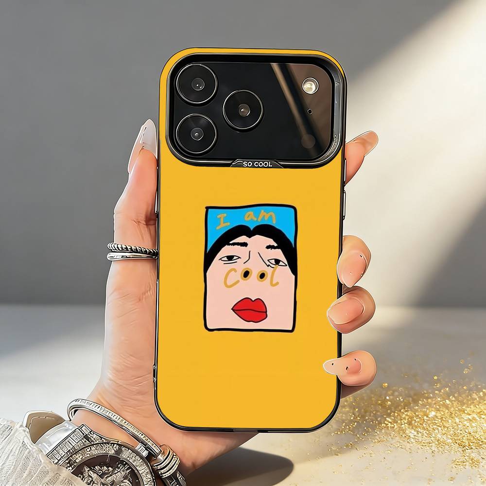 1PC F-Funny E-Exaggerated Face Emotion Phone Case For iPhone17,16,15,14,13,12,11,Pro,MAX White Matte Shockproof Cover