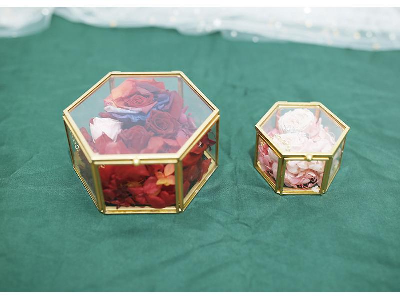 Hexagonal Engagement & Wedding Ring Box - Transparent Glass Jewelry Storage Gift Box