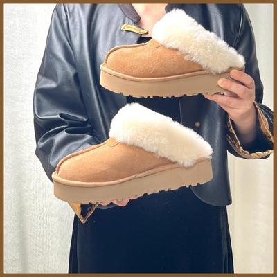 Modische Schneepantoffeln für Damen mit dicker Sohle, aus Schaffell und Wolle, verdickt für mehr Wärme, modische und warme Wollpantoffeln für Damen