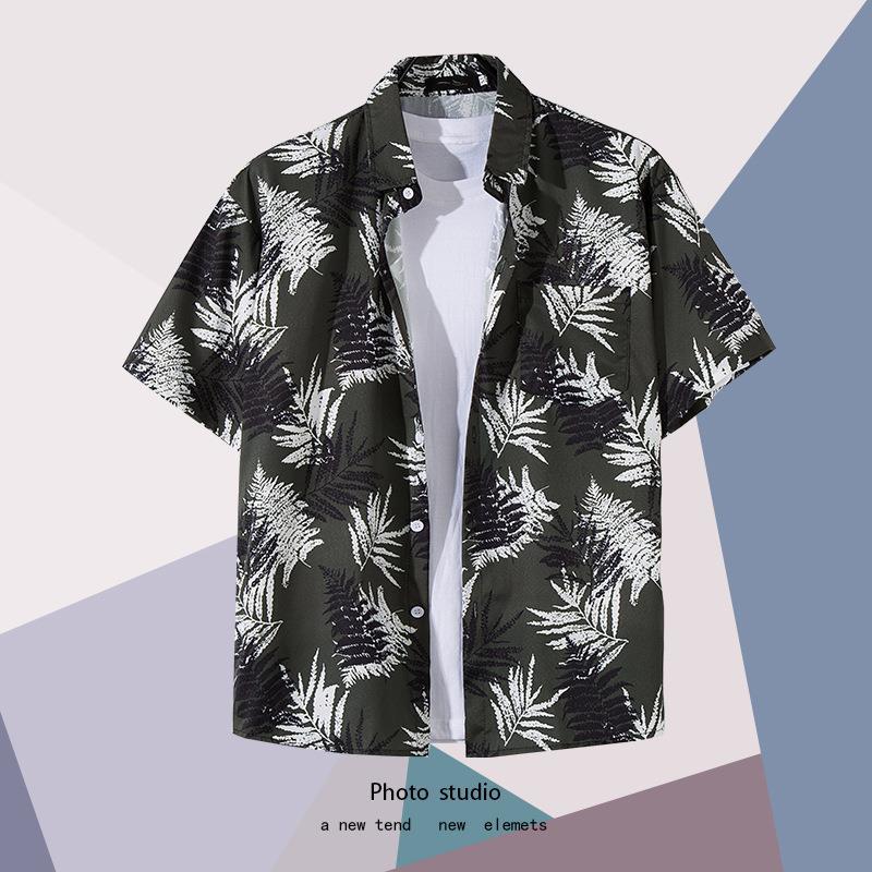 Summer Beach Floral Men'S And Women'S Thin Shirts Trendy Hawaiian Port Style Loose Tie-Dye Short-Sleeved Couple Shirts