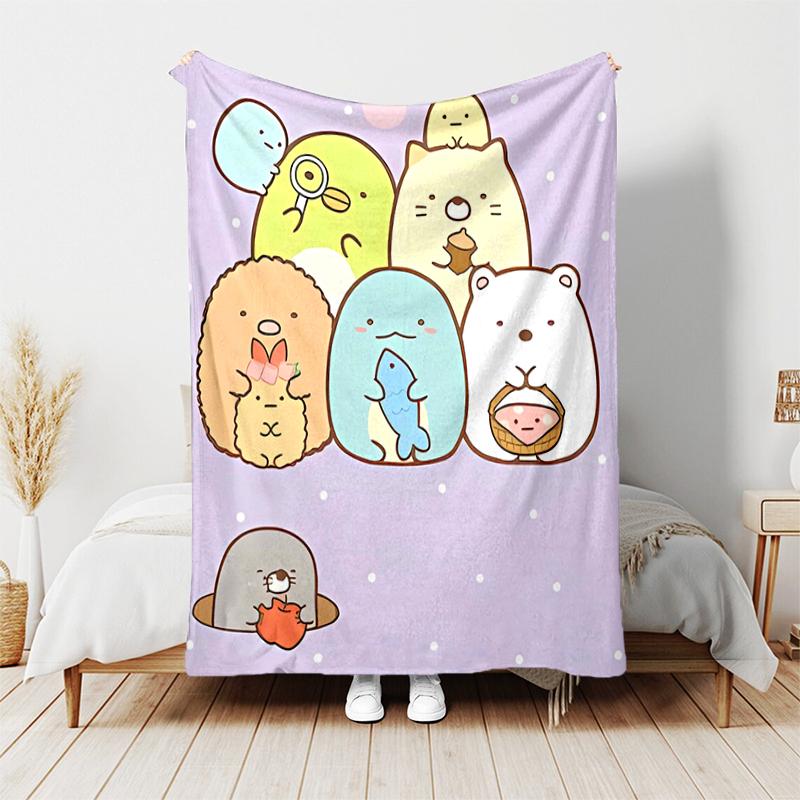 1pc Blanket Sumikko Gurashi Print Design, Lightweight Blanket for Sofa, Bed- Soft &Warm, Gift for All Seasons like Christmas, Halloween