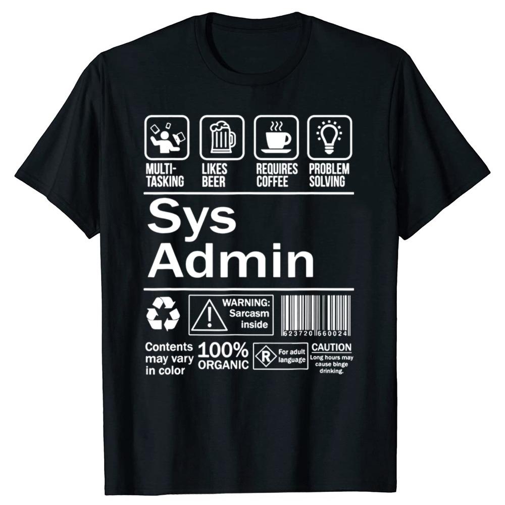 

System Administrator Product Label Printed Cotton TShirt Summer 2026 Unisexs and Womens Short Sleeve Shirt S