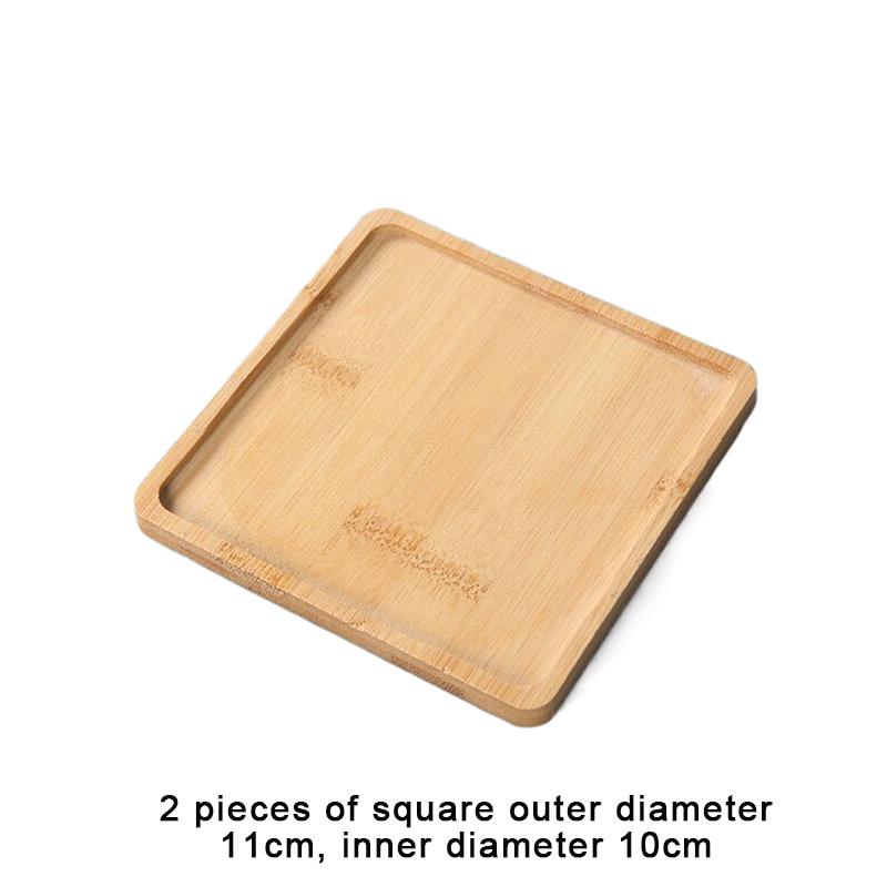 Einfacher Stil Hausdekoration Sukkulenten Bonsai Halter Runde Quadratische Blumentopf Basis Bambus Holz Tablett