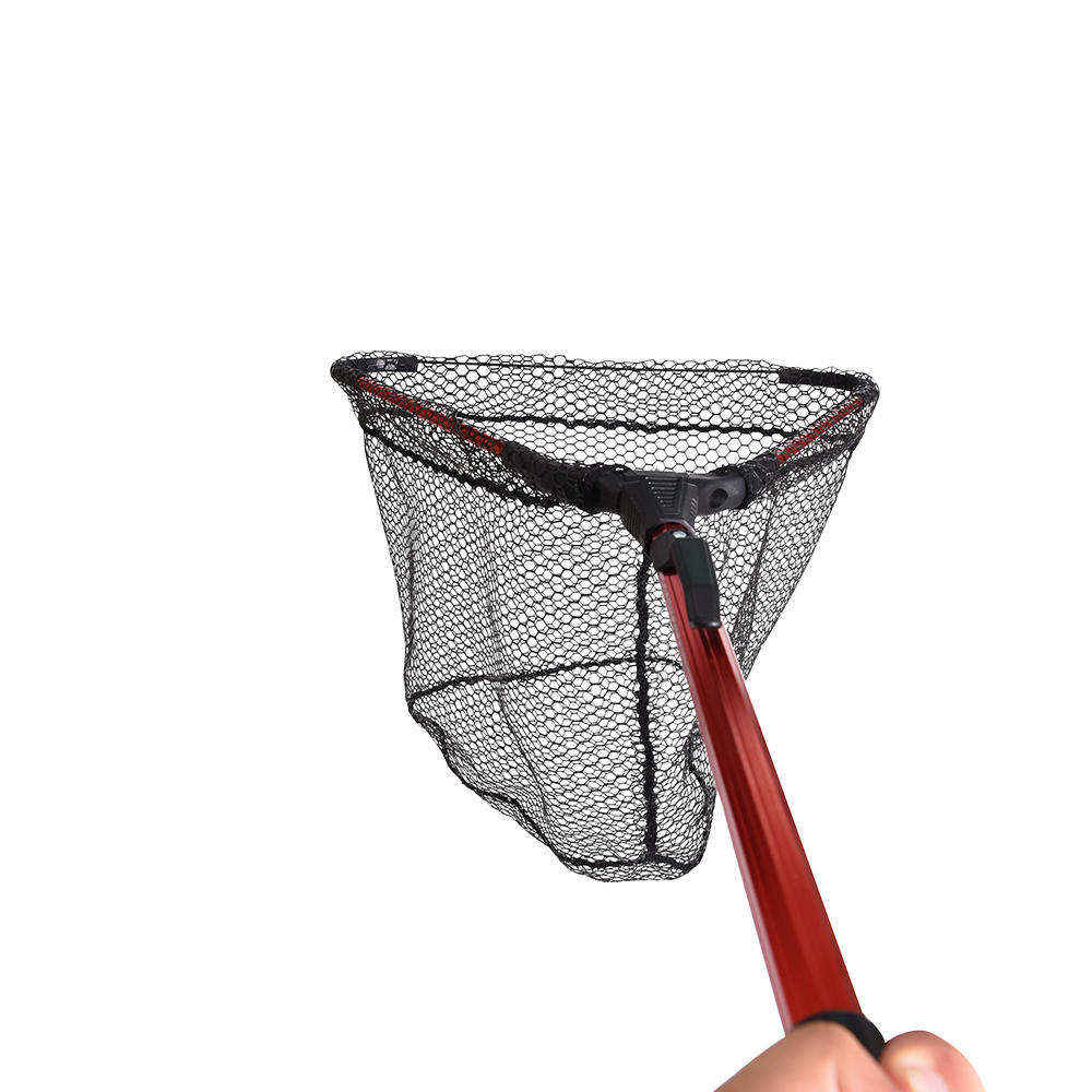 Lixada Fly Fishing Triangle Brail Landing Net Portable Foldable Lightweight Net Nylon Fishing Net Aluminum Alloy Frame