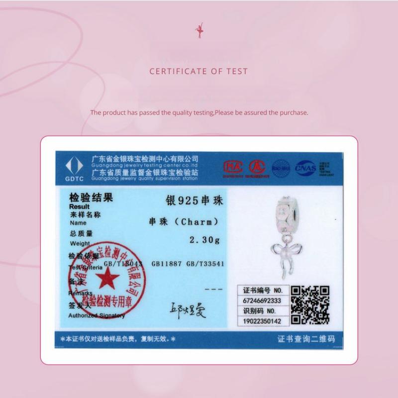 Ballet Bow Diy Bracelet Positioning Buckle, Sweet Pink Lace S925 Sterling Silver Clip Buckle