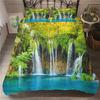 Waterfall Duvet Cover Set Natural Scenery Quilt Cover Pillowcase Landscape Forest Waterfall Queen Size Polyester Bedding Set