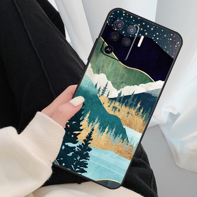 Star Lake Mountain Case For Oppo A54 A74 A94 A18 A57 A17 A77 A38 A58 A78 A98 A80 A60 A40 A96 A76 A16 A15 A5 Pro