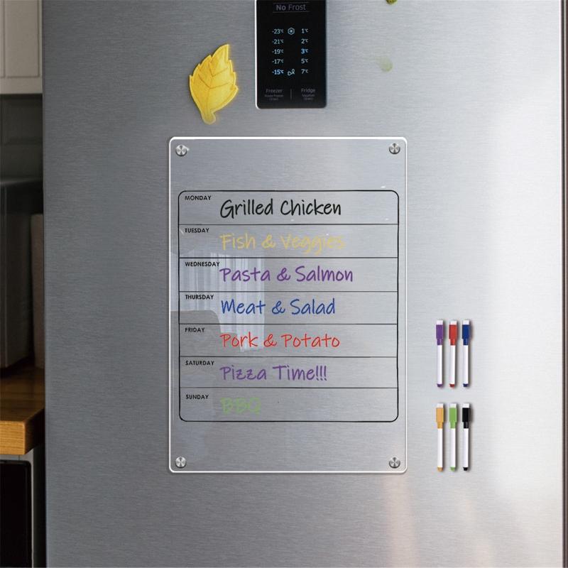 Magnetic Fridge Calendar Board, Acrylic Magnet Week Meal Planner Board for Student, Home, Offices, School Schedule