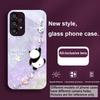 Beaded Panda Silver For Samsung Galaxy S23 U Ltra 24 Plus S20 21 FE S25 Ultra A70 A72 73 51 52 53 Tempered Glass Phone Case