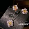 Nvnvthui Papalacha Pink Jewel Necklace, Sotheby'S, 18K Gold Plated, Twilight Yellow Fat Square Zircon Earrings