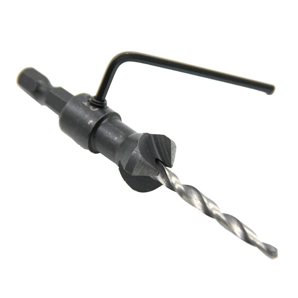 4pc Cone-shaped Countersunk Head Drill Hexagonal Shank Hole Expanding Drill Irregular Woodwork Drill Bit Hole Opener Tool Set