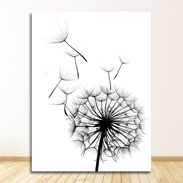 Wall Art Canvas Abstract Painting Picture Nordic Dandelion Flower S and Prints Living Room Scandinavian Black and White