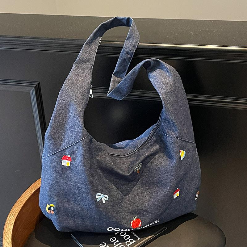 New Casual Crossbody Denim Canvas Bag Women's Large-capacity Shoulder Tote Bag Large Capacity Canvas Tote Bag