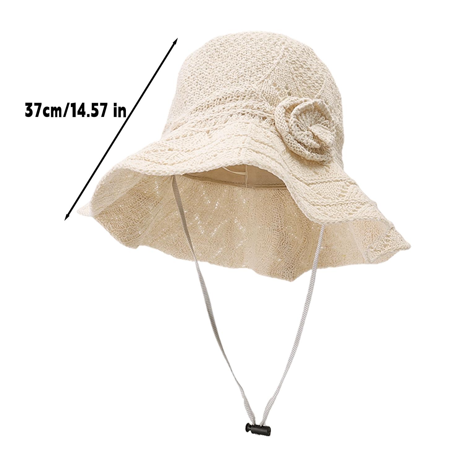 

Spring Summer Versatile Bucket Hat Women No Makeup Face Cover Breathable Hollow Foldable Wide Brim UV Protection Outdoor Cap