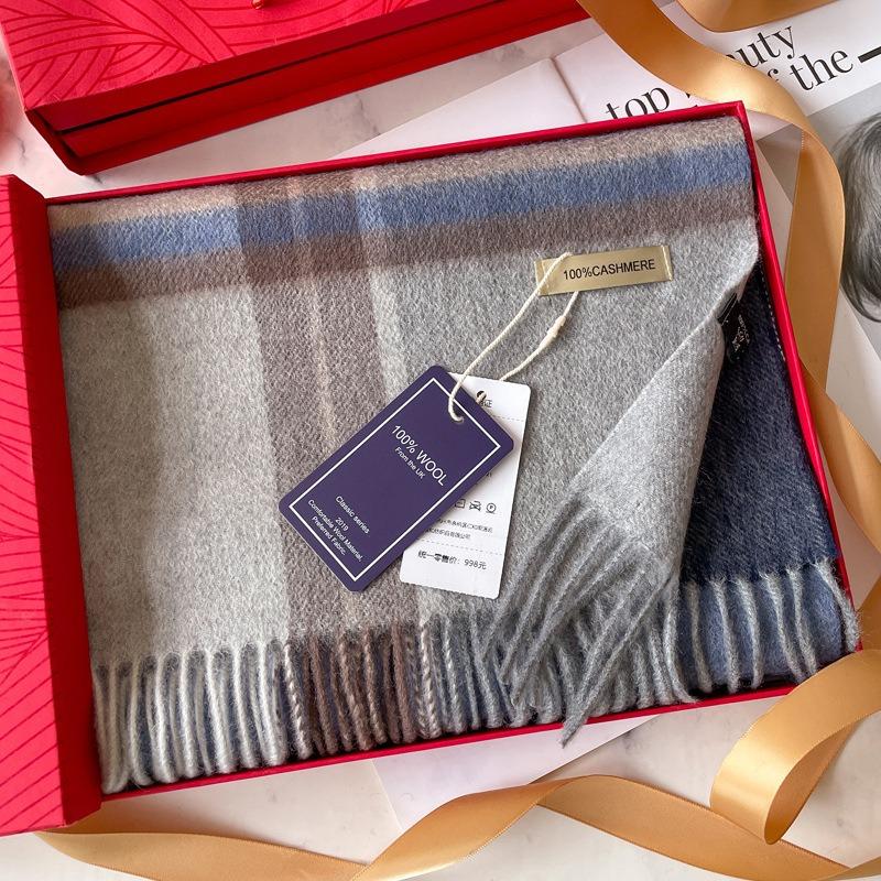 Cashmere Scarf Men's Winter British Classic Plaid Men's and Women's Long Versatile Warm Scarf Thick