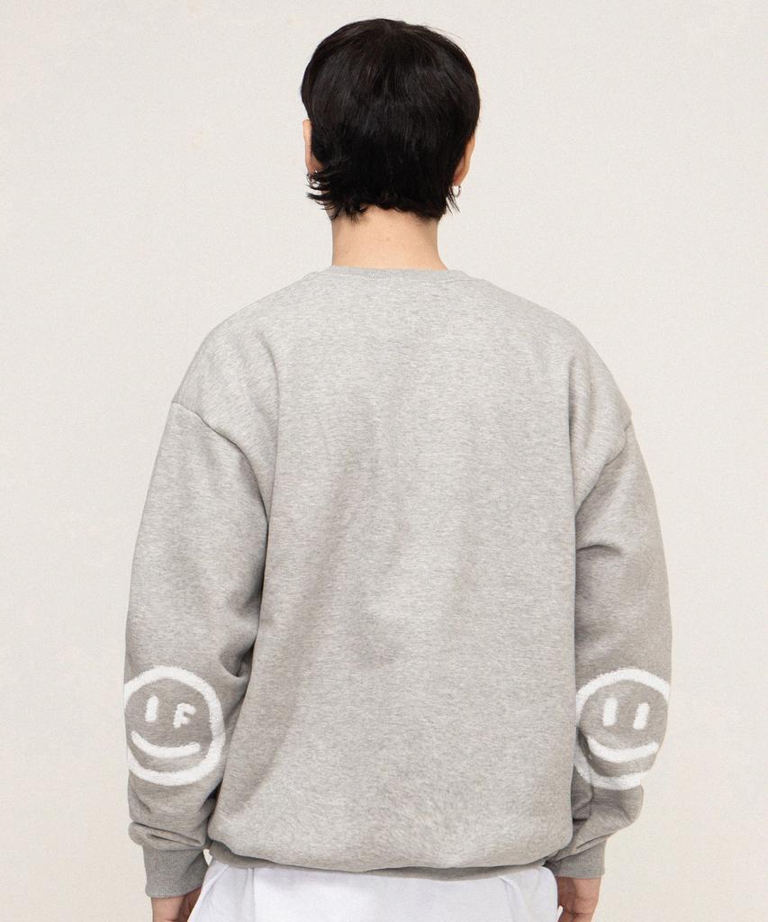GRAVER [Unisex] Elbow Spray Dot Smile Sweatshirt_Gray