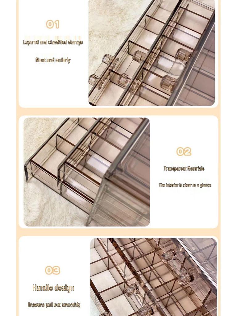Clear Acrylic Multi-Layer Jewelry Organizer with Drawers for Rings, Earrings, and Necklaces