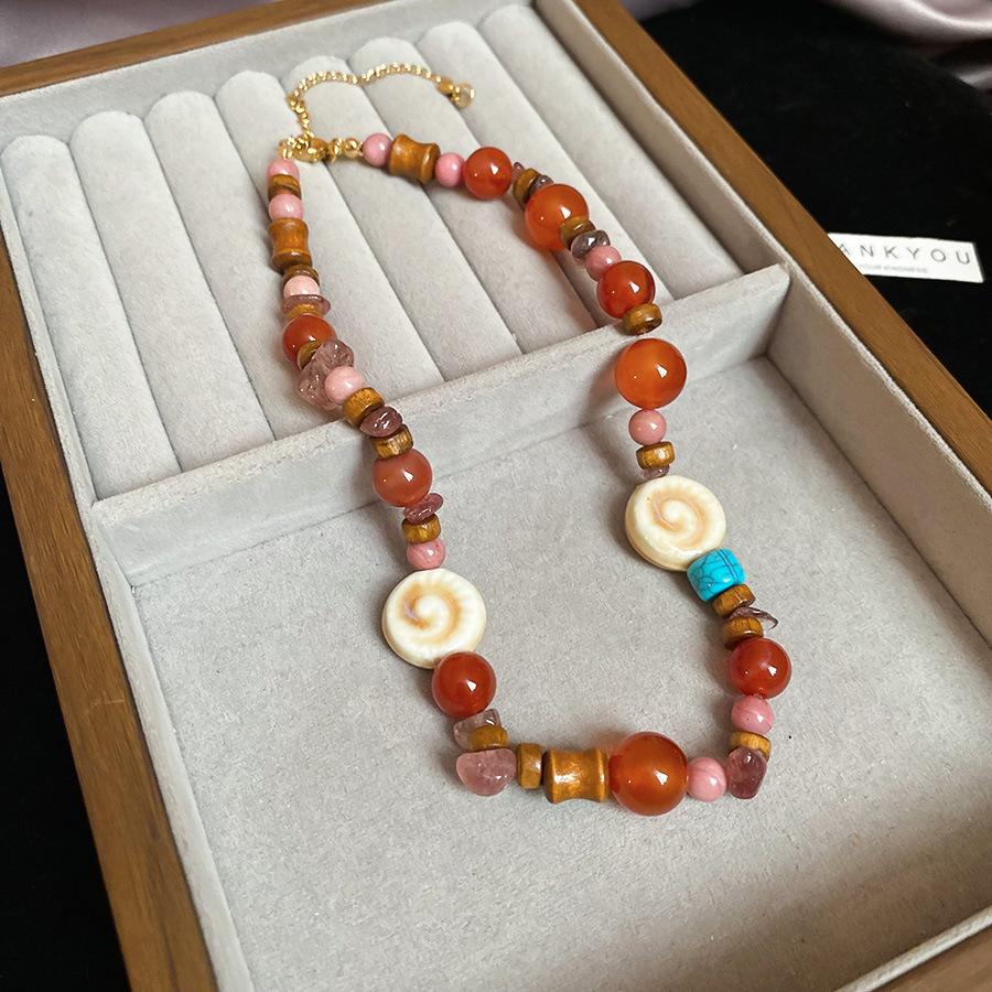 Bohemian Shell Beaded Necklace Lightweight Luxury Ethnic Choker Vacation Beach Jewelry for Women