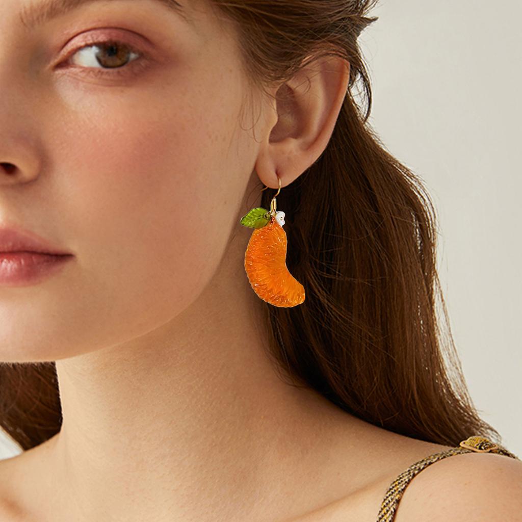 Fashionable Orange Shaped Dangle Earrings for Women High Polish Alloy with Sturdy Designs Posts Jewelry Accessory