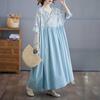 Cotton and Linen Summer Patchwork Retro Style Dress Long Skirt