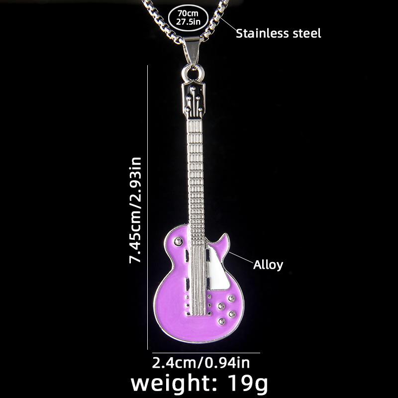 Drip guitar stainless steel necklace personality niche simple jazz rock music note long sweater chain