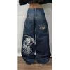 Jeans da Uomo Vestibilità Rilassata Denim Lavato Vintage Con Stampa Grafica Gamba Dritta Pantaloni Streetwear Autunno