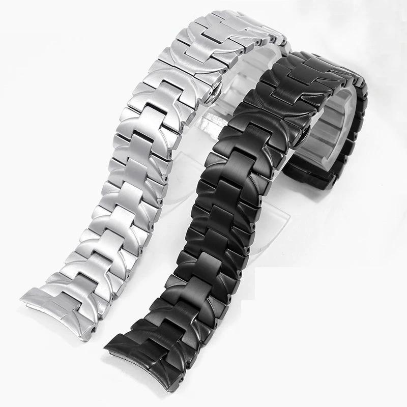 Solid Stainless Steel Watch Strap for Panerai Luminor PAM441 PAM111 Series 22mm 24mm Arc Interface Solid Metal Silver Watchbands