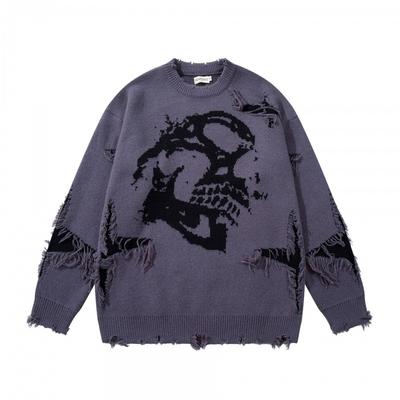 Unisex Oversized Strickpullover mit Jacquard Acryl Warm Lockerer Sitz Pullover für den Alltag