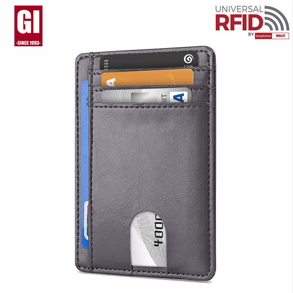 Card Bag Men's RFID Anti-theft Brush European and American Card Bag Men's  Card Holder