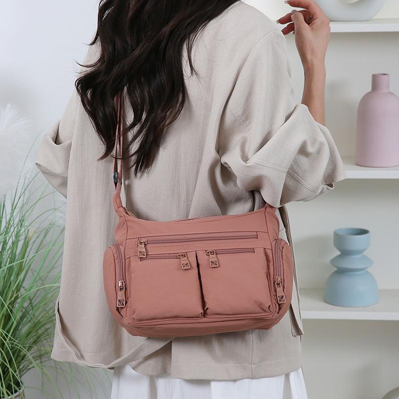 Wasserdichte Nylon-Crossbody-Tasche für Damen Mehrere Taschen Schulter-Handtasche mit Reißverschluss