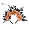 Fascia Nera con Testa di Rosa per Halloween, Fascia, Ghirlanda di Fiori e Foglie Cerchietti per Capelli Fasce, Accessori Gotici Donna Copricapo Fascia per Capelli Cosplay Festa Vestito