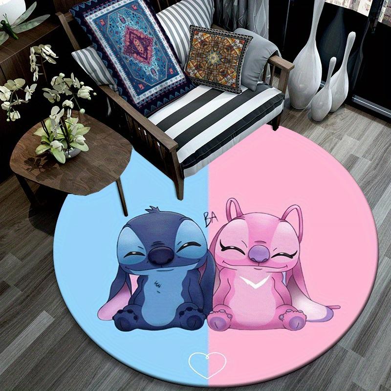 1pc Cute Stitch Round Area Rug,Non Slip,Machine Washable Polyester Carpet for Living Room,Bedroom Decor