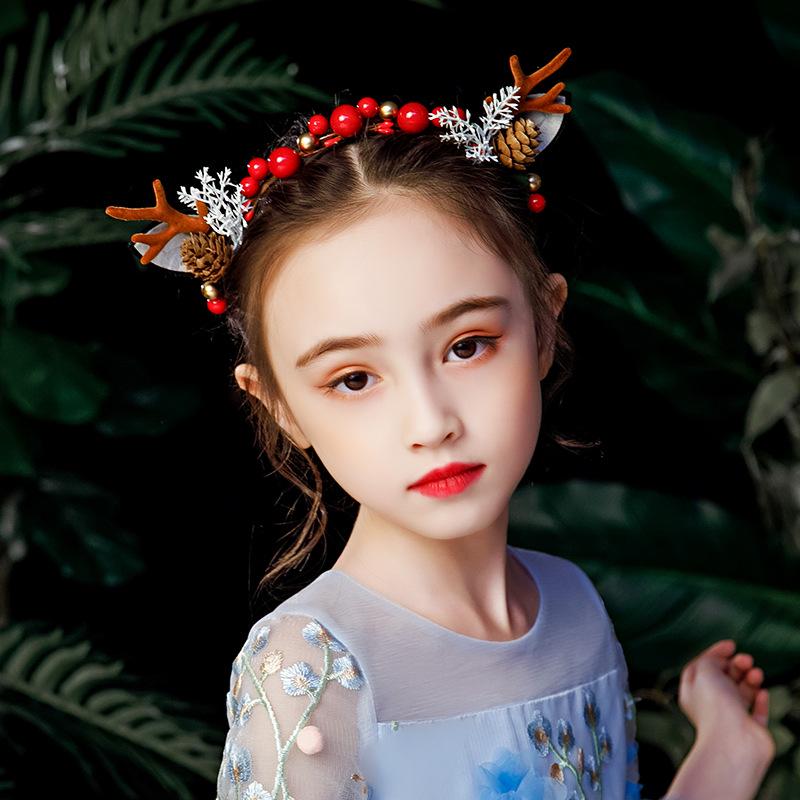 

Christmas Reindeer Antler Headband for Children and Women - Cute Mori Style красный