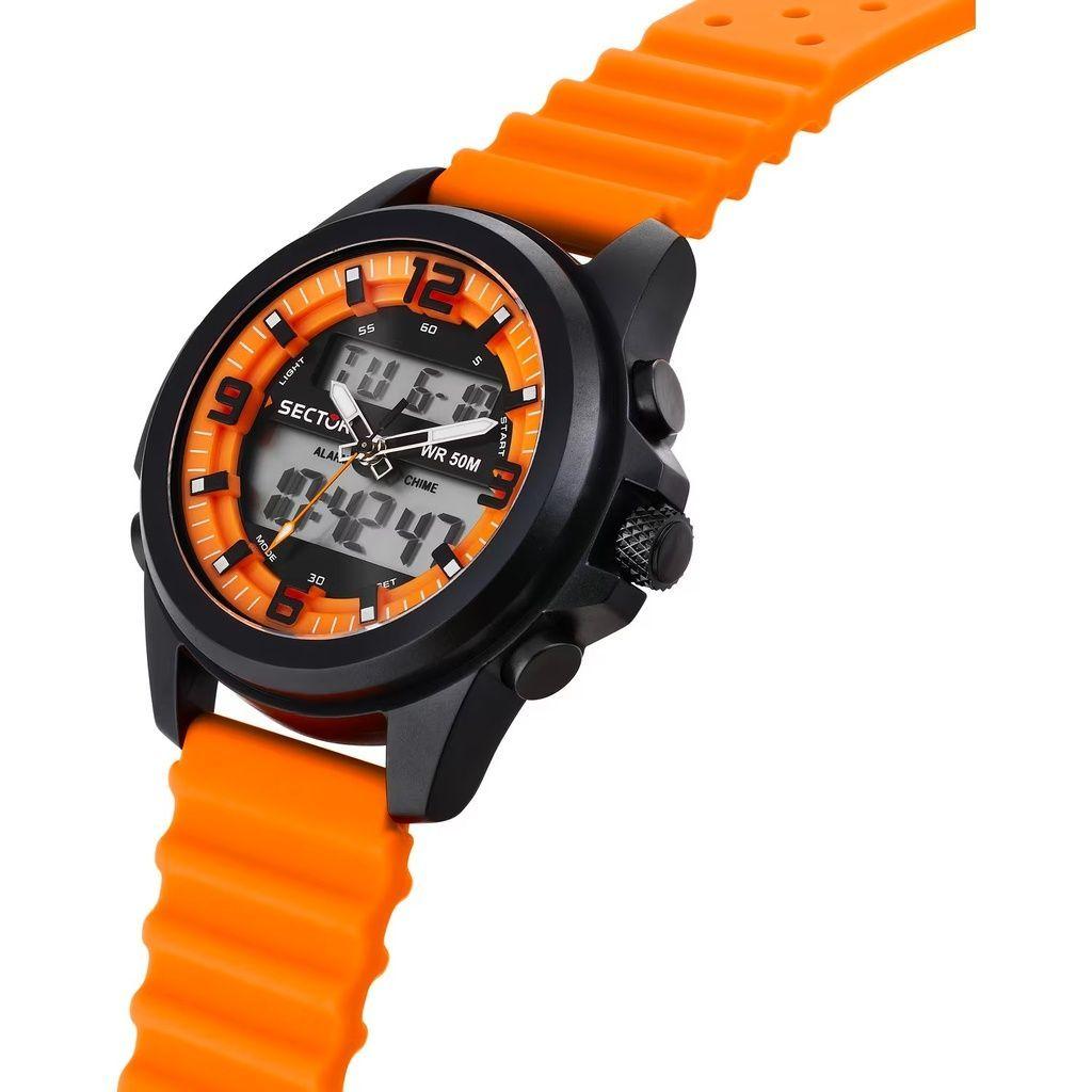 Sector Ex-48 Silicone Strap Black And Orange Dial Quartz R3251302002 Men's Watch